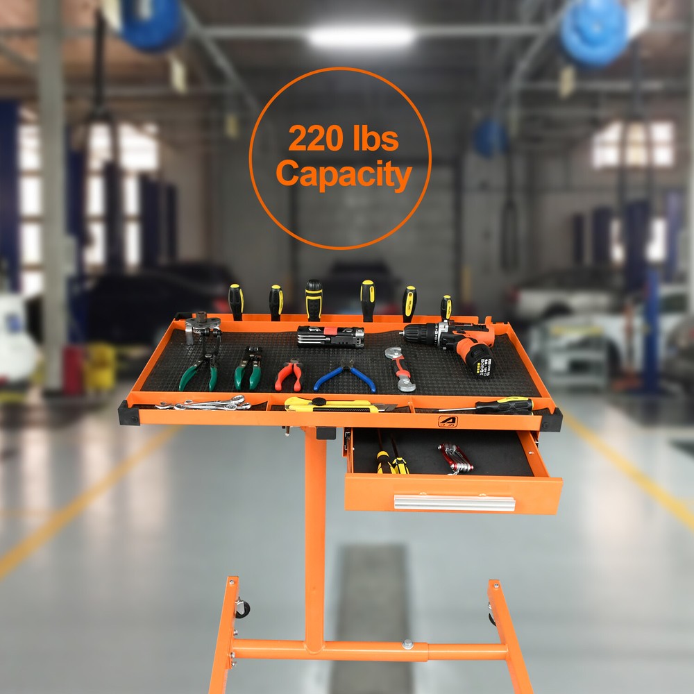 LT018 Heavy Duty Adjustable Work Table with Drawer,220 lbs Capacity Rolling Tool