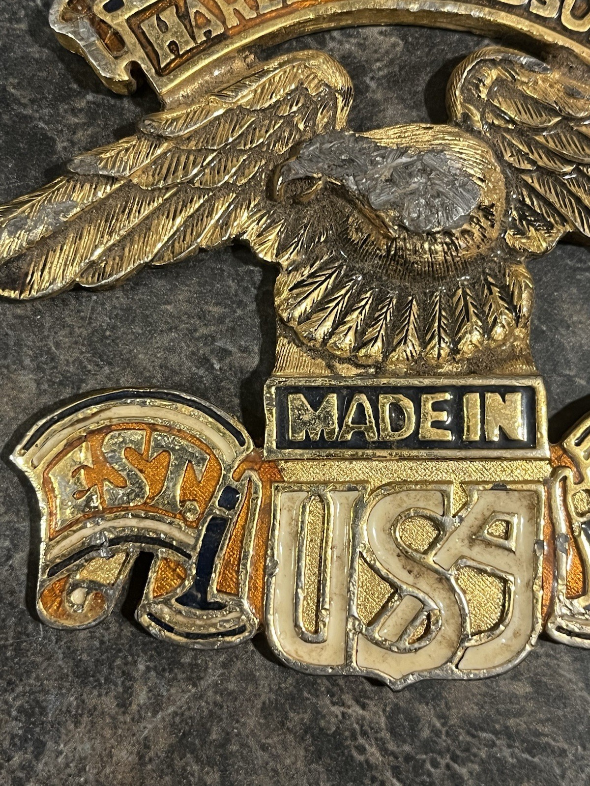 Vintage Damaged Harley Davidson Sissy Bar? Tank Badge Emblem Eat 1903 Eagle Part