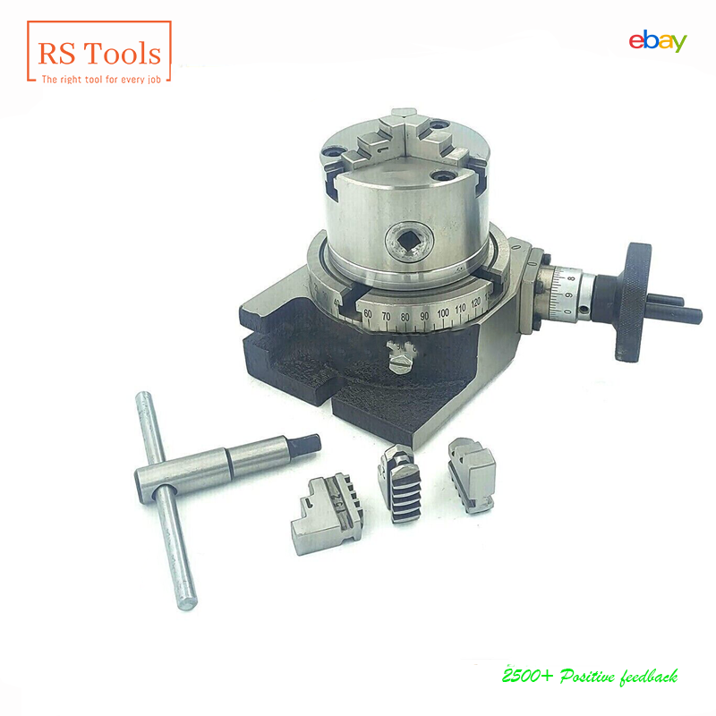 4" / 100mm Rotary Table Horizontal & Vertical + 3 Jaws 80mm self centering Chuck