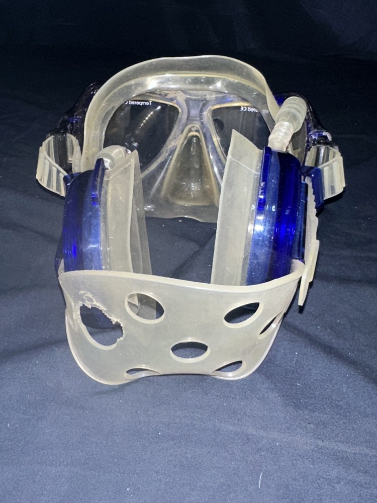 TEMPERED DIVING GOGGLES MASK BLUE WITH EAR COVERS