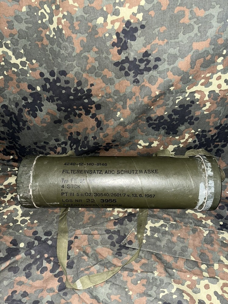 Post WW2 German Gas Mask Spare Filter FE Holder Storage Roll Empty
