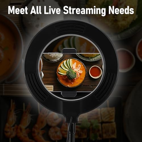 Overhead Camera Mount with 6‘’ Ring Light, Desk Tripod, Flexible 360°