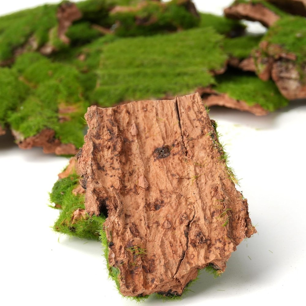 BYHER Assorted Artificial Moss Bark, Decorative Mossy Realistic Green - 100gr