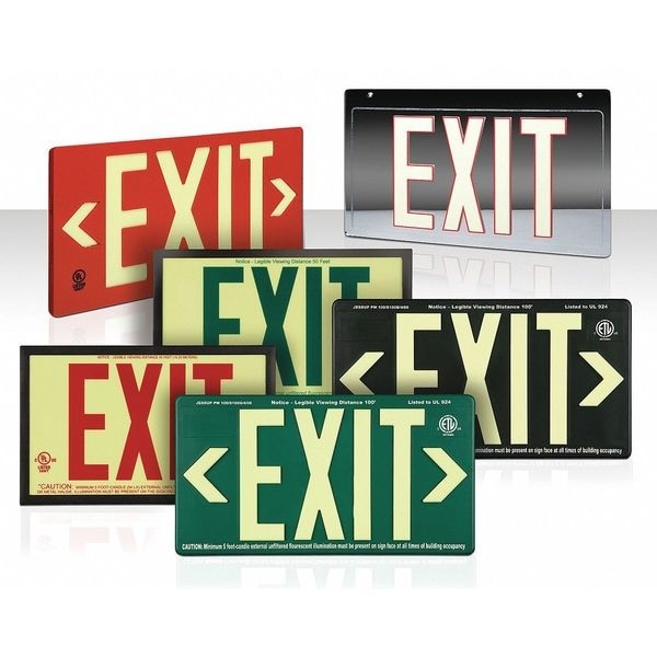 Exit Sign, Plastic, 15-3/8" W, 8-3/4" H, Exit (Double Arrows), White, Gran4737