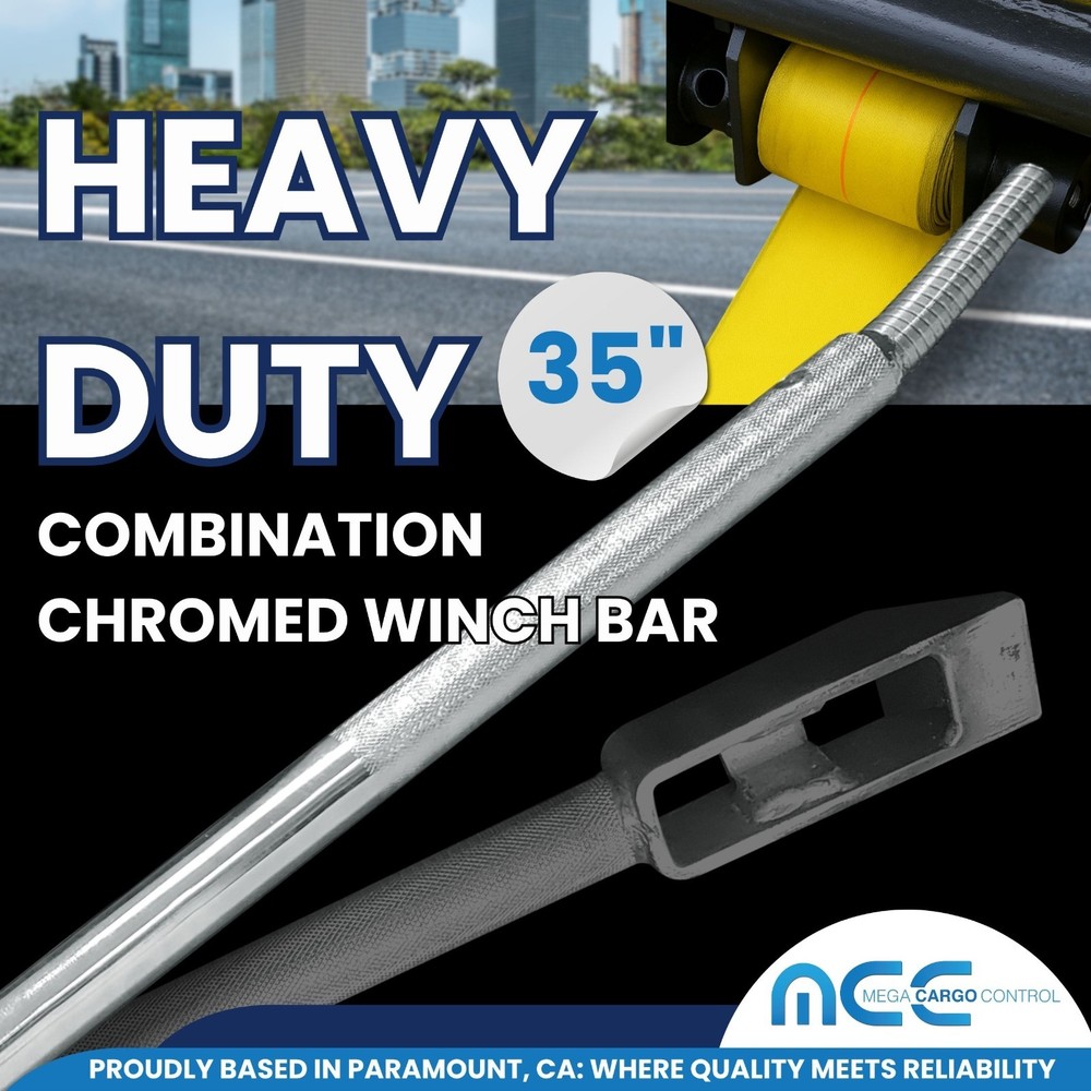 4 Pack Chrome 35" Combination Winch Bar for Flatbed Trailer Tie Down Strap