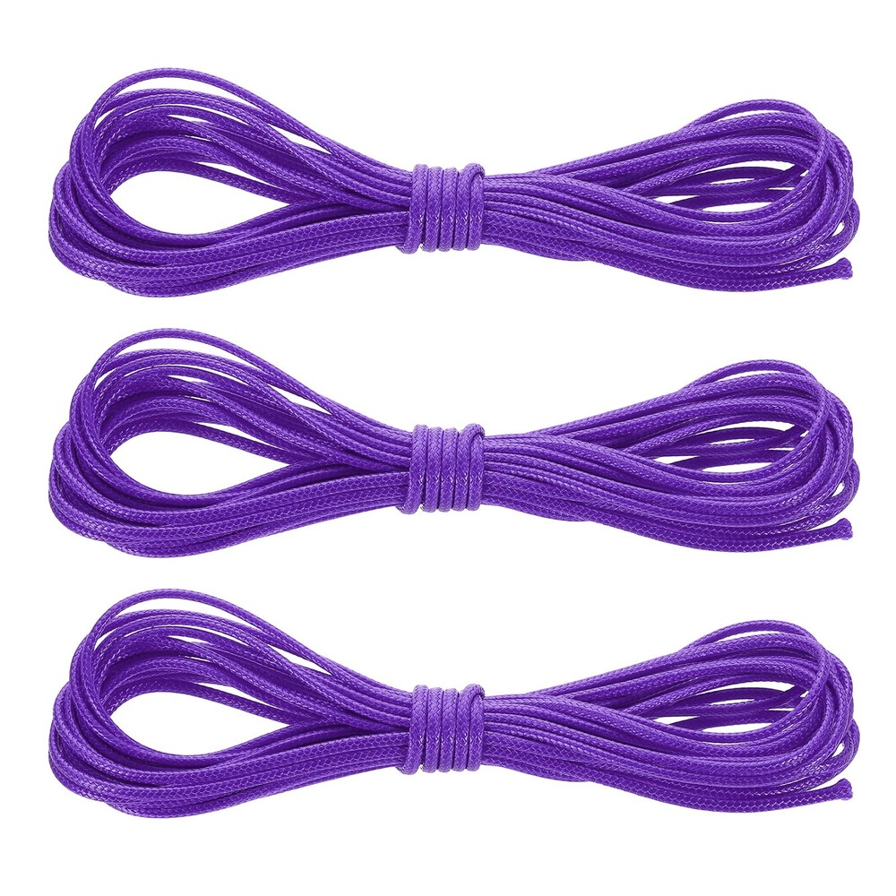 3Pcs Waxed Polyester Cord, 5.5 Yard 2mm Wax Bead Thread String, Dark Purple