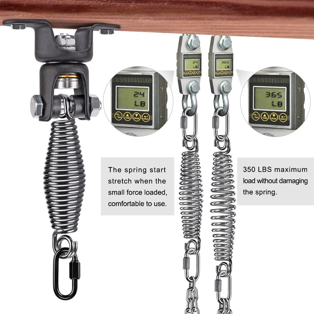Heavy Bag Ceiling Mount with Spring & Chains 360° Rotation Punching Bag Ceiling