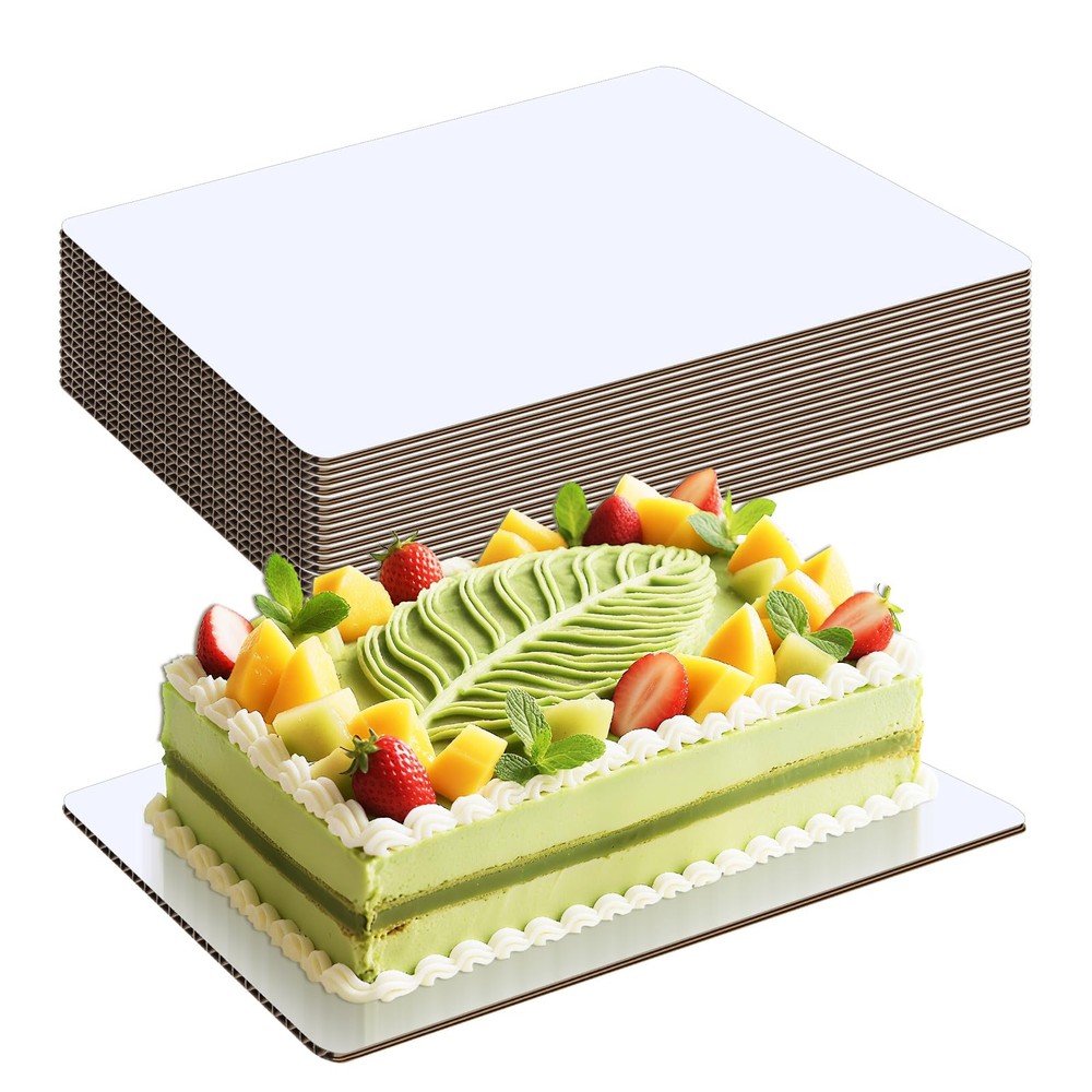 12 Pack 14x10 Inch Cake Boards Rectangle White, Quarter Sheet Cake Board, Cak...