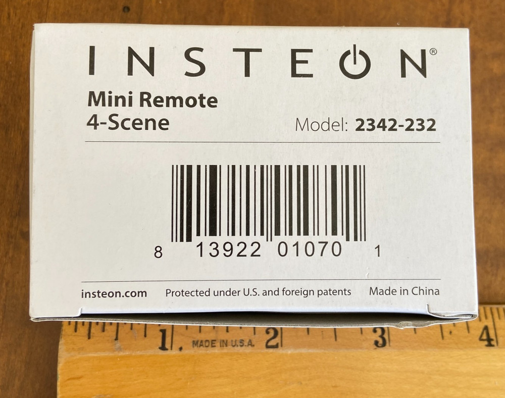 New INSTEON Smarthome MINI REMOTE 4-Scene Keypad Model 2342-232