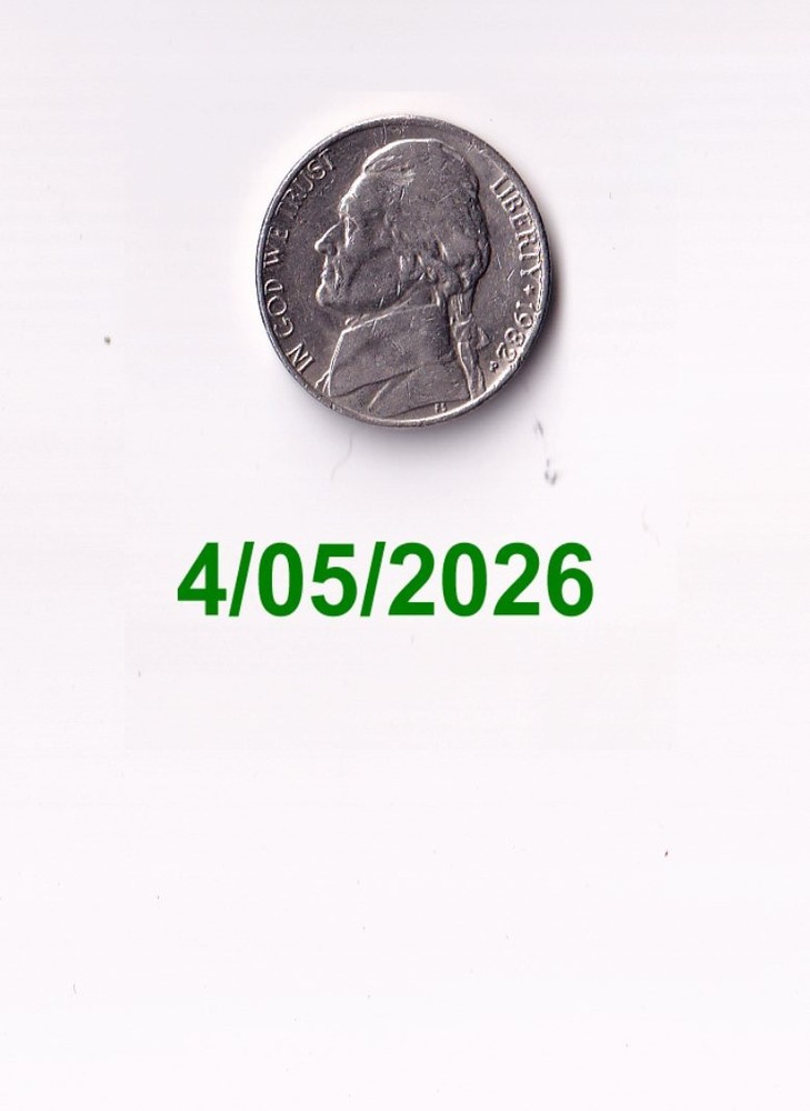 1982P JEFFERSON NICKEL SEMI-KEY!Circulated!