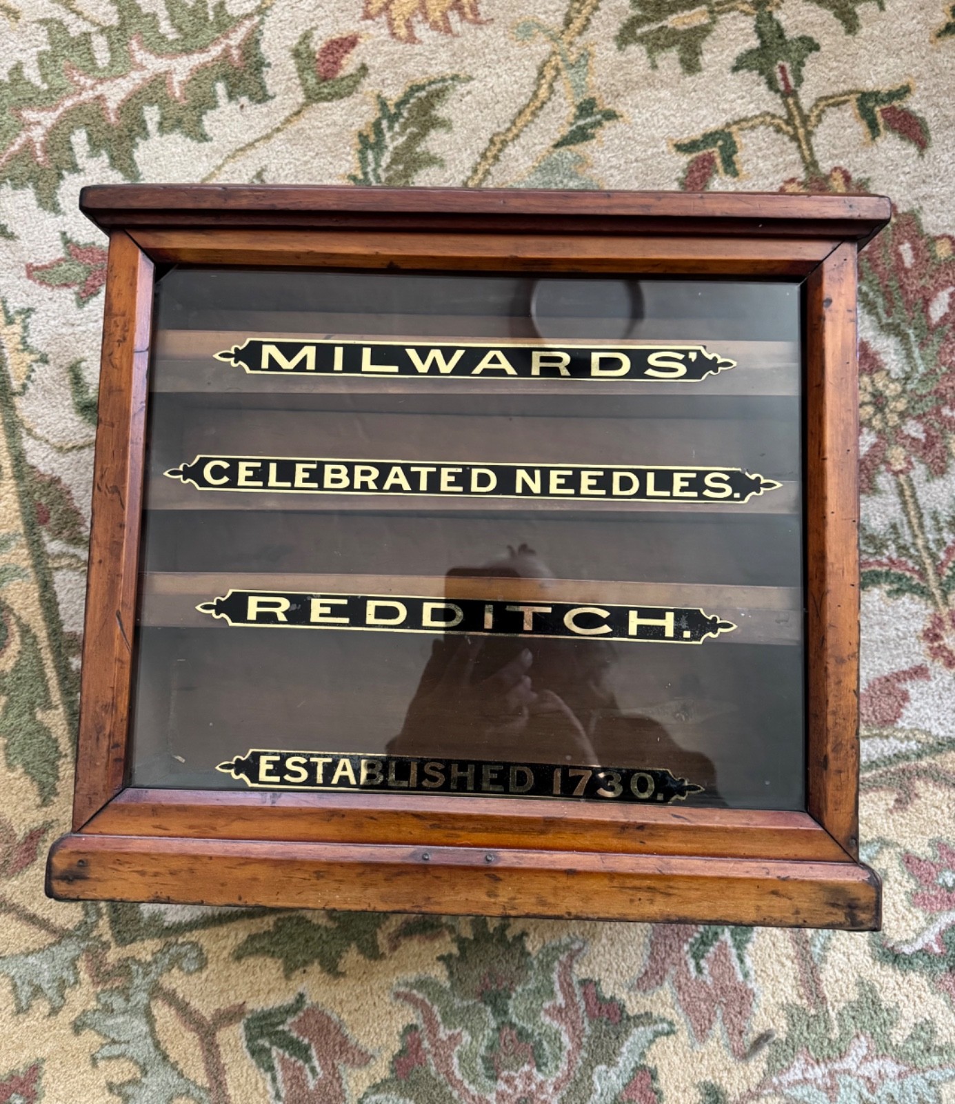 antique oak Milwards  needle cabinet, all original, excellent condition,