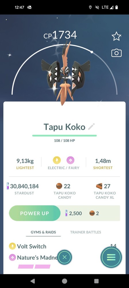 Pokemon Tapu Koko shiny Go