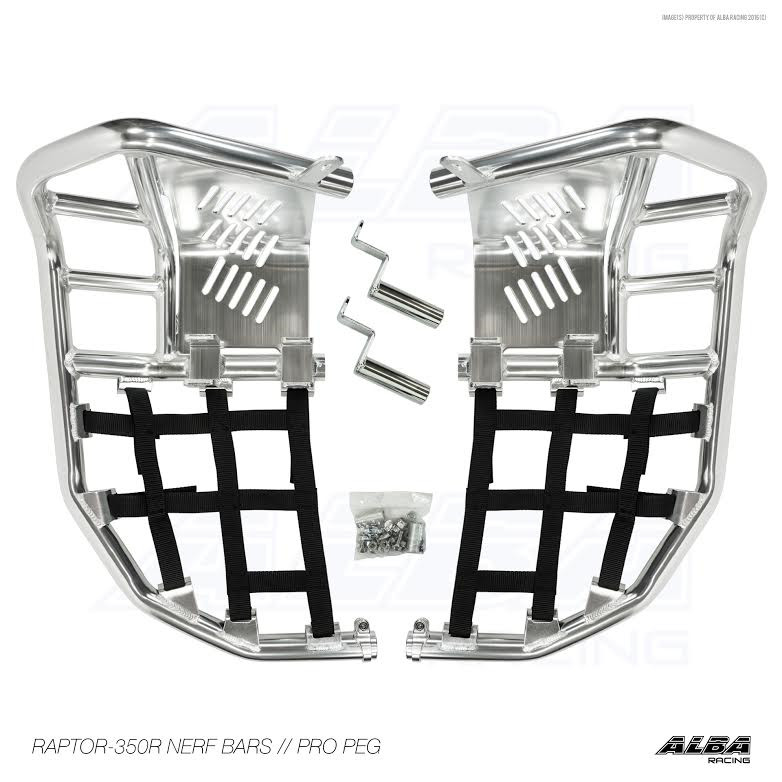 Yamaha Raptor 350   Nerf Bars with heel guards    Alba Racing  Sil blk 209 T8 SB