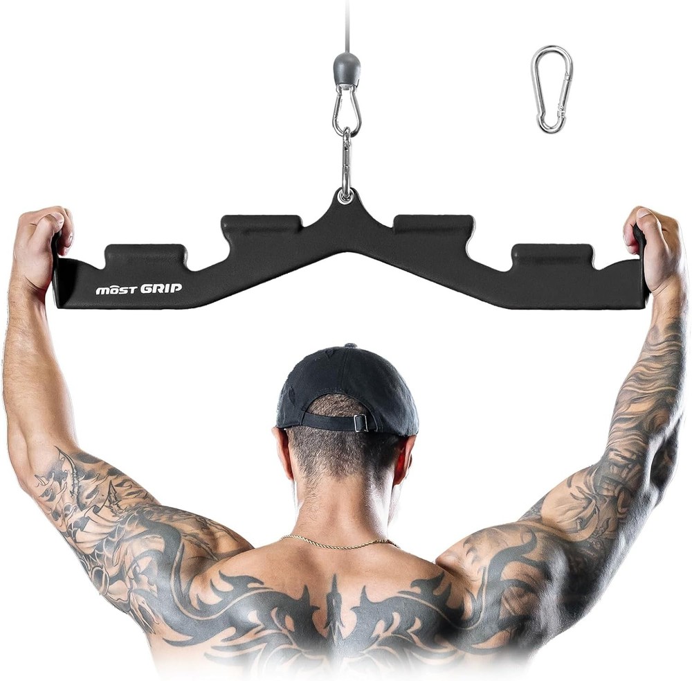 LAT Pull Down Bar w/ 6 Ergonomic Handles, Neutral Grip LAT Pulldown Attachments