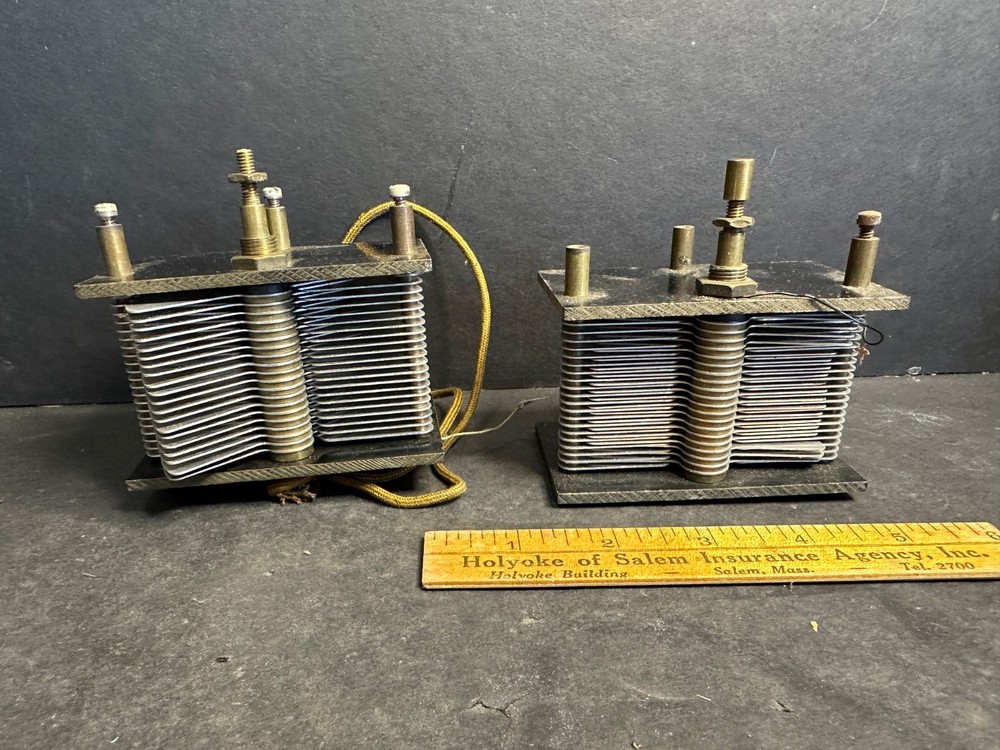 Pair 1920s Radio Tuning Capacitors, Untested