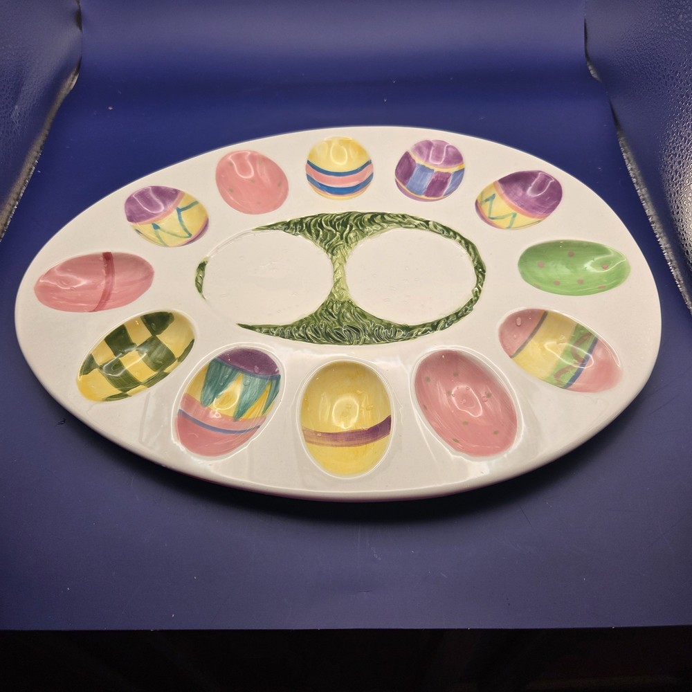 Certified International Susan Winget Easter Egg Deviled Egg Platter 12.5" Oval