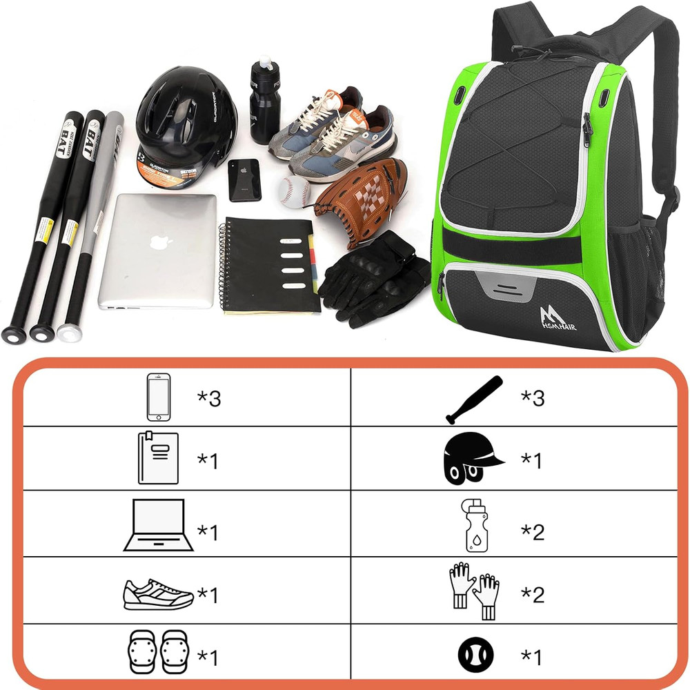 Baseball Bag-Baseball Backpack Holder for Baseball, Large Main Compartment,Softb
