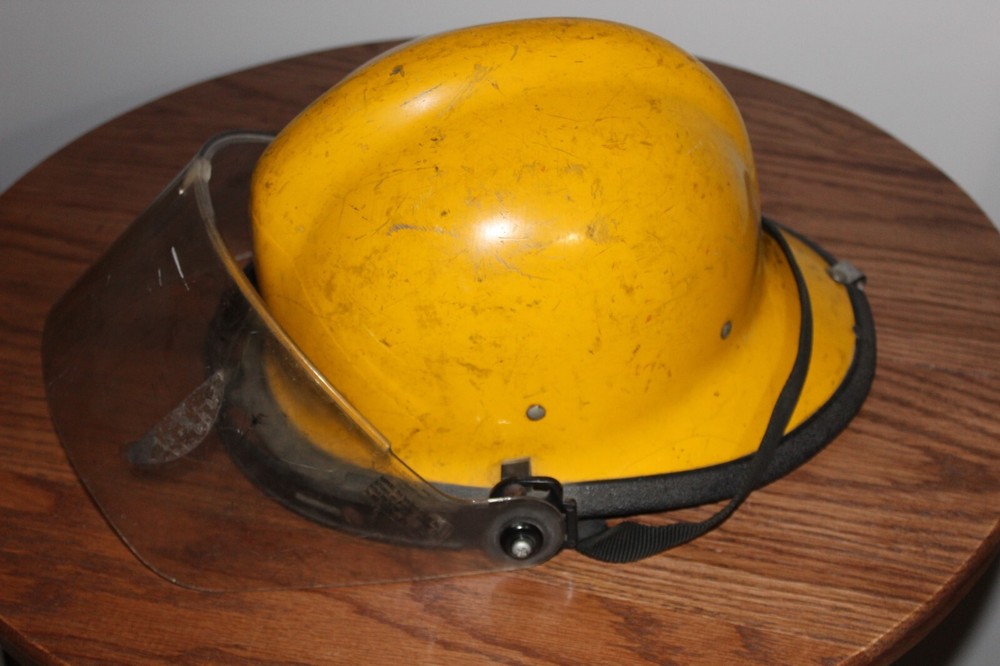 Used Fire Helmet With Face Shield Yellow