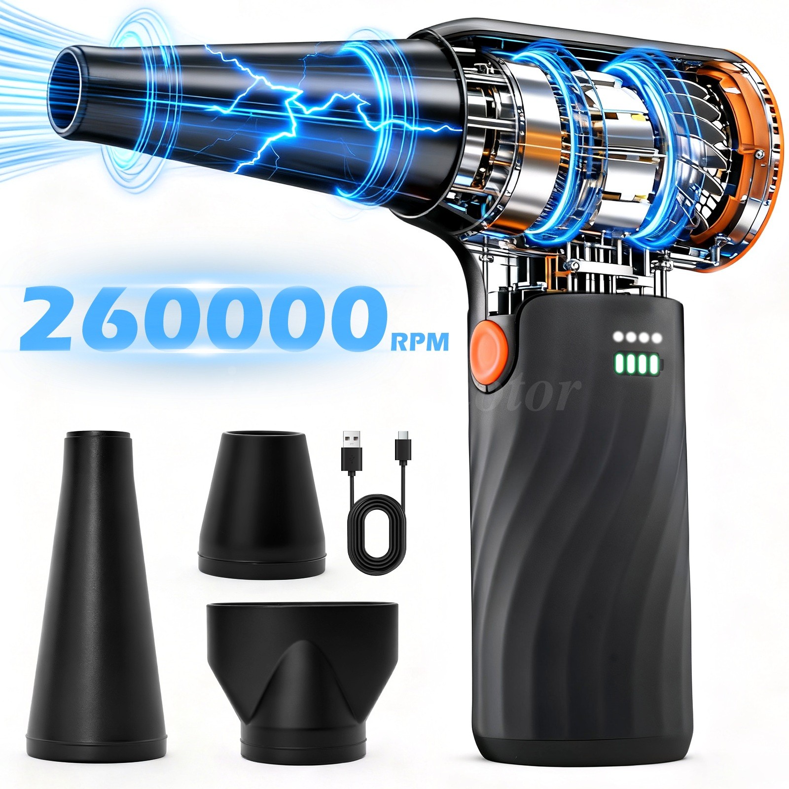 260000RPM Electric Air Duster Cordless Mini Jet Dry Blower Portable Turbo Fan US