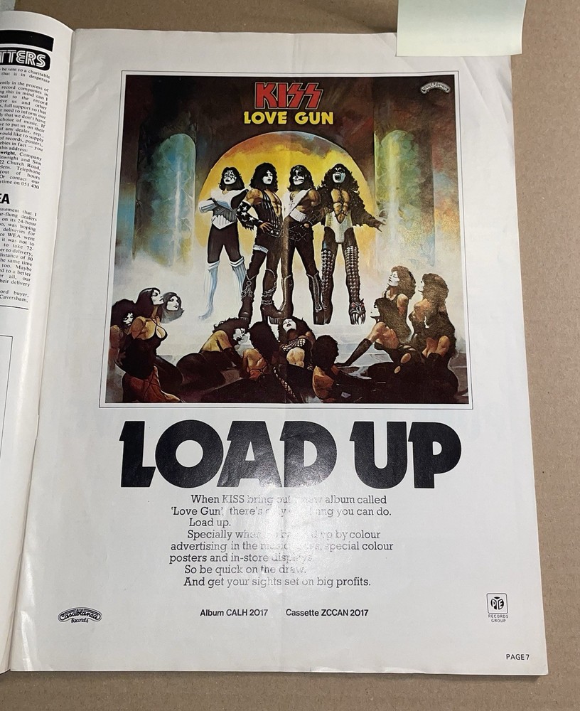 Kiss  - 1977 Uk Music Week - LOVE GUN Advertisement. Very Scarce Aucoin