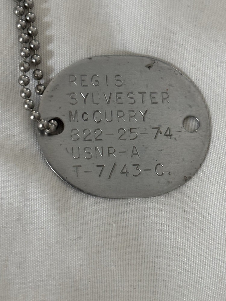 US NAVY RESERVE WW2 ID DOG TAG & NECK CHAIN