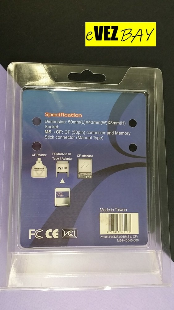HN - CARD ADAPTER FOR Compact Flash Memory - Windows 98/Me/2000/XP MacOS 8.6
