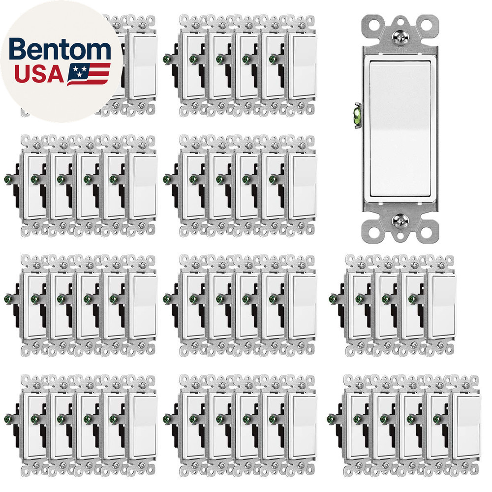 (50 Pack) CML Decorator Wall Light Switch, Single Pole Switch, 15A 120/277V, 3-Y