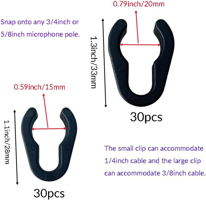 60 Pcs Universal Microphone Cable Clip, Plastic Stand Cable Clips for Studio Acc