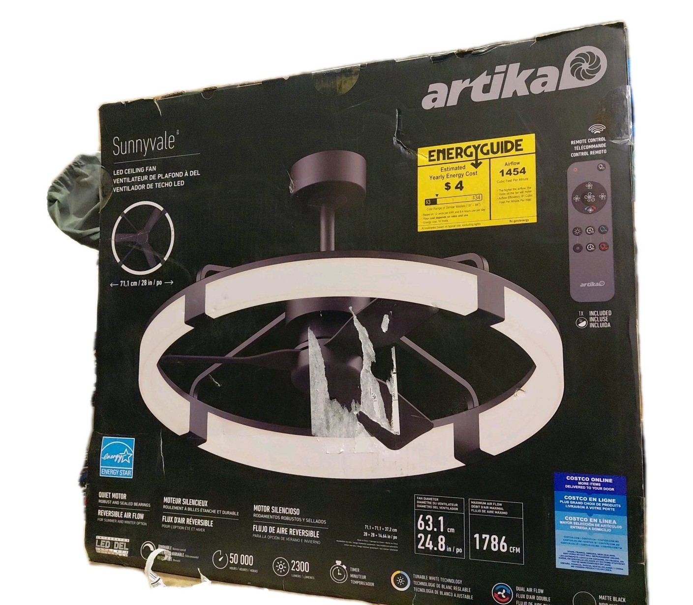 Artika Sunnyvale 28" LED Chandelier Ceiling Fan, Black+ Remote Control