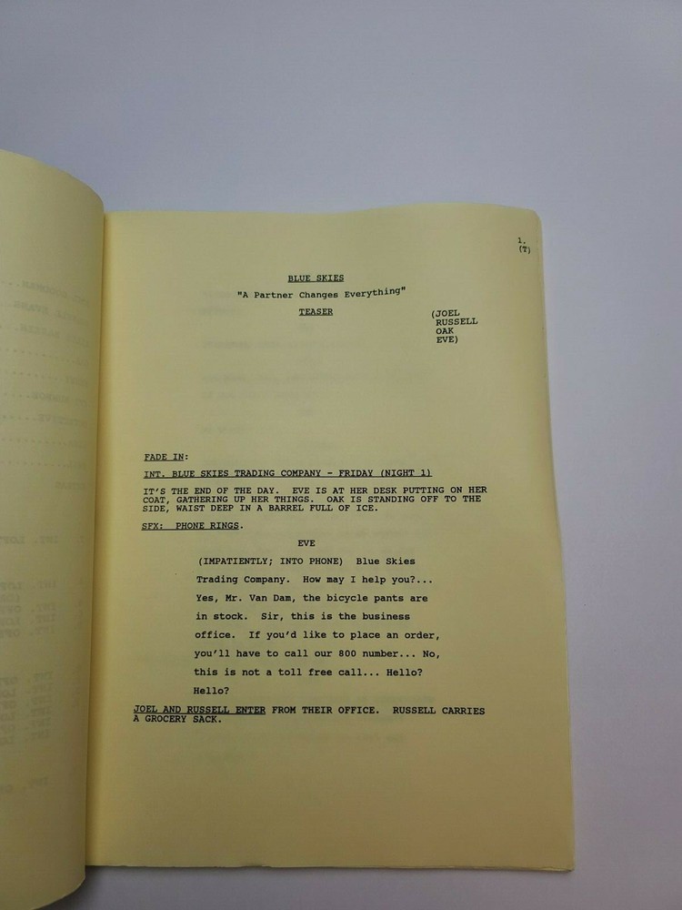 BLUE SKIES / John Peaslee 1994 TV Script, "A Partner Changes Everything"