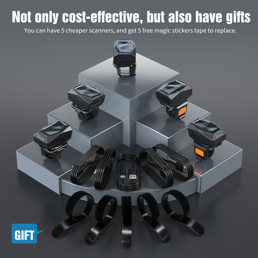 Eyoyo 5PCS 2D QR Code Barcode Scanner Wireless Wearable Ring Reader for PC Phone