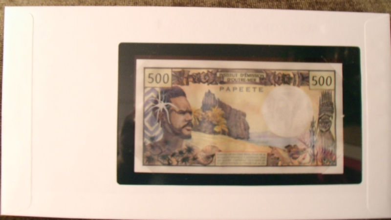 Banknotes of All Nations Tahiti 1977 500 Francs UNC P-25b2 prefix K.2 sign 3A