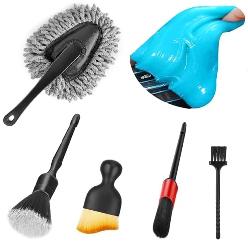 Car Interior Duster Brush Kit, Soft Dash Vent Dusting Slime Putty Detailing
