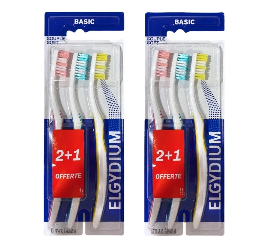 6 PACK Elgydium Basic Toothbrush Imported SOFT Bristle - 6 Brushes
