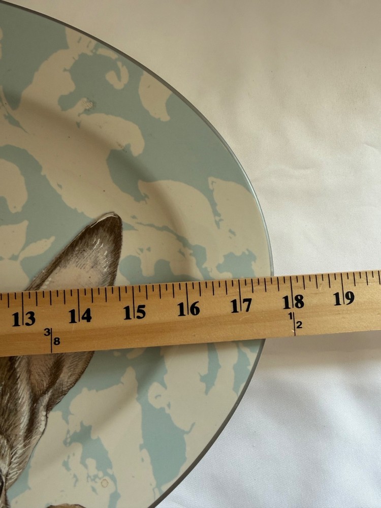 WILLIAMS SONOMA Damask Easter Bunny 18" Oval Serving Platter Discontinued EUC A+