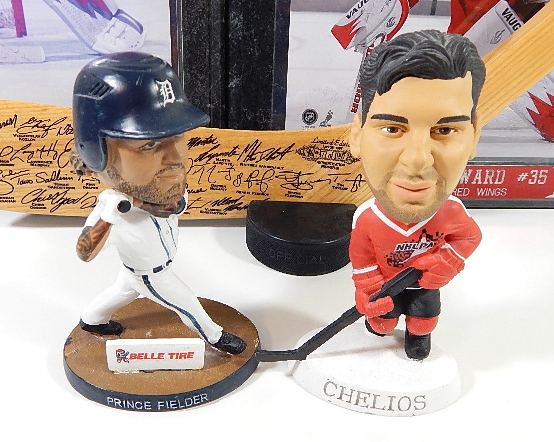 Detroit Collectibles Lot Red Wings Tigers Bobbleheads Balls Puck Stick Stubs ++