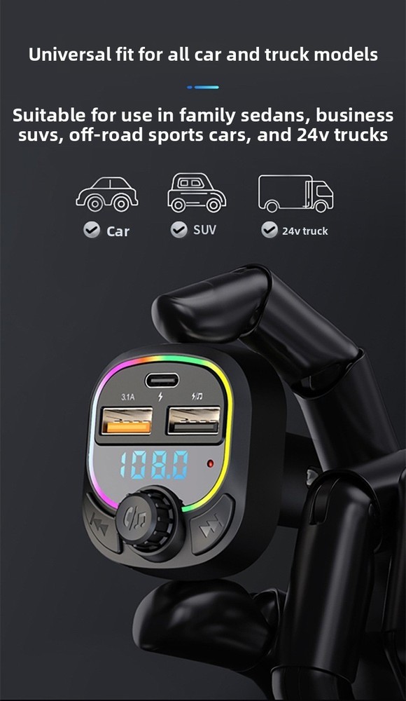 Bluetooth Car MP3 Player FM Transmitter with Dual USB Fast Charger