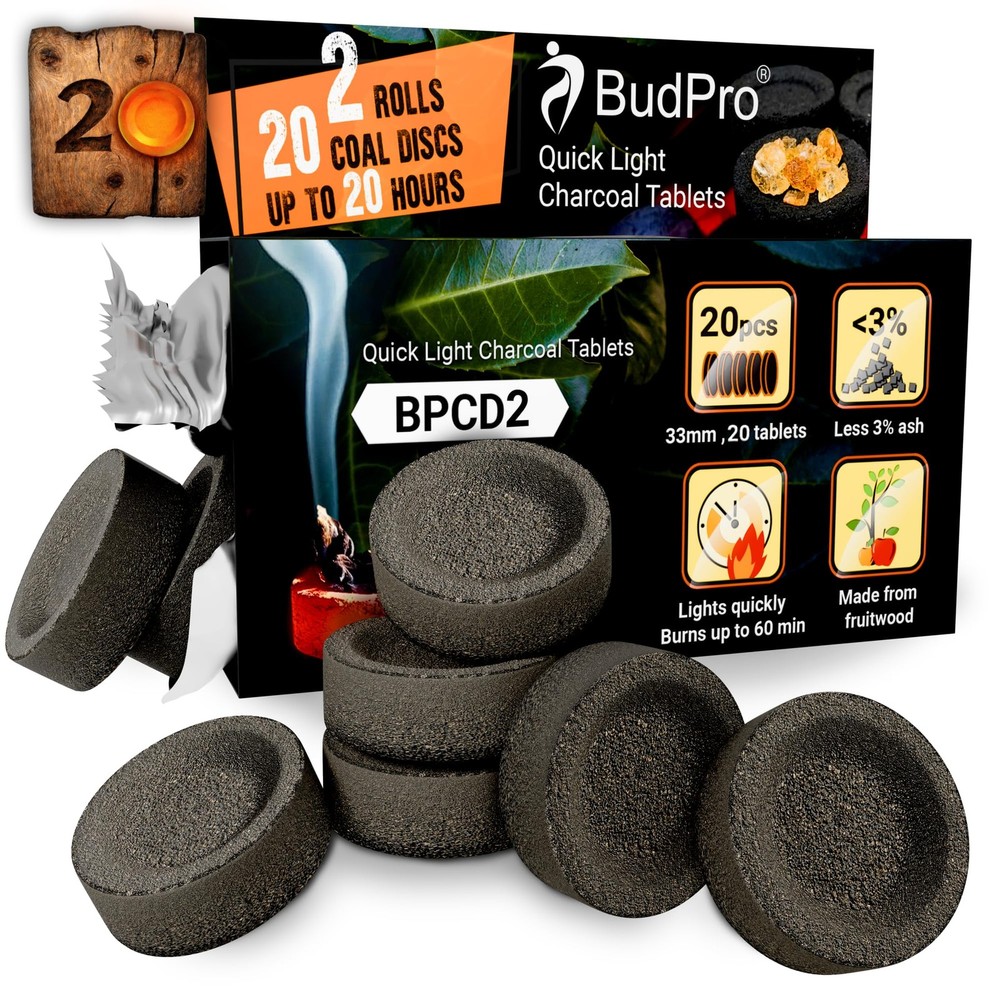 Quick Light Charcoal Tablets 33mm – 40 Tablets (4 Rolls) Fast Lighting Charco...