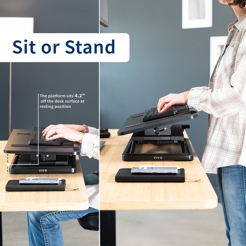VIVO Black 30" Tilting Keyboard Riser