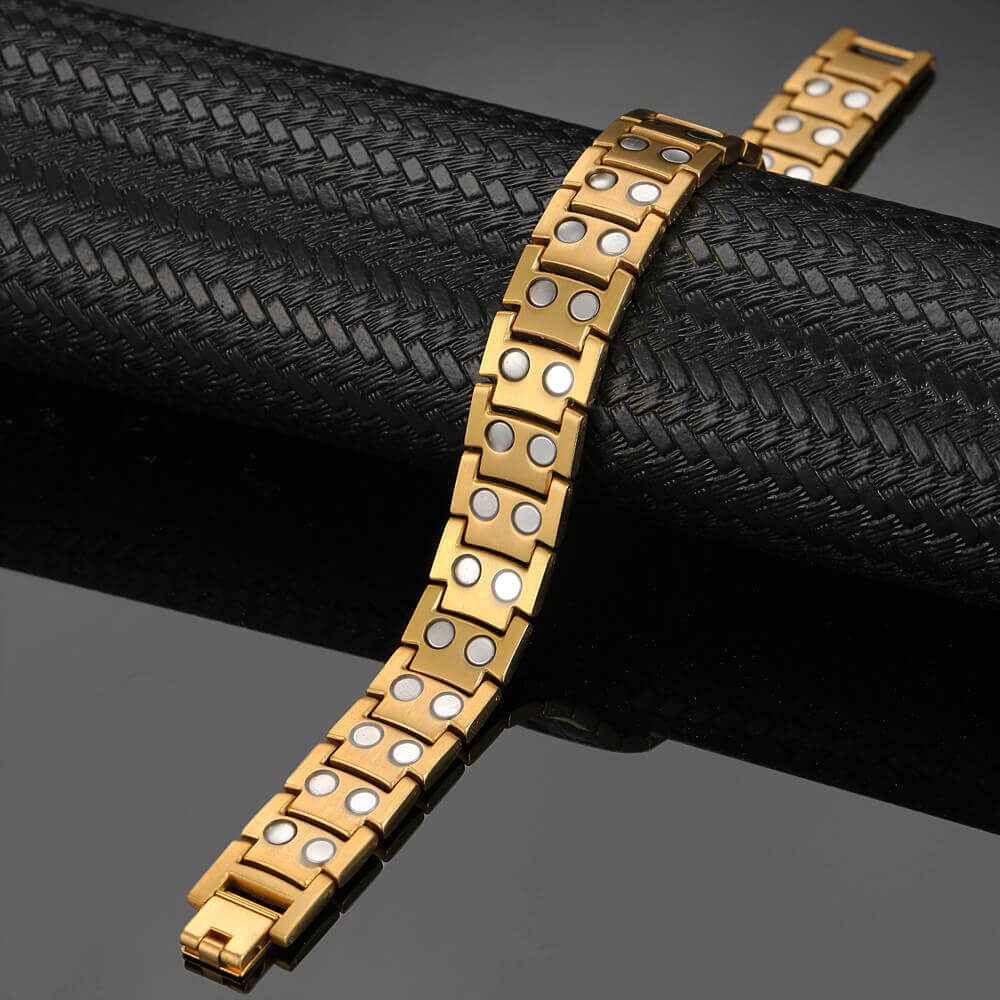 Gold Magnetic Bracelet Therapy Arthritis Pain Energy Balance Joy Great Gift Men