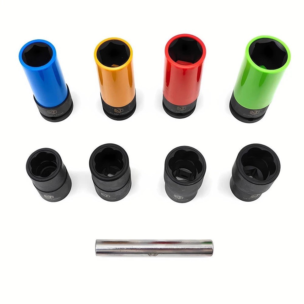 9PC Lug Nut Extractor Set,1/2" Drive Impact Bolt Remover Socket Tool for Damaged