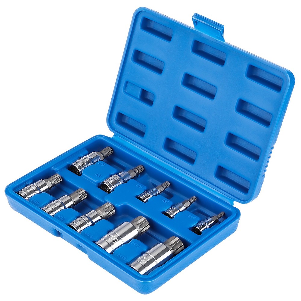 Triple Square 10 PCS Spline Bit Socket Set Spline Bit Socket Set with case