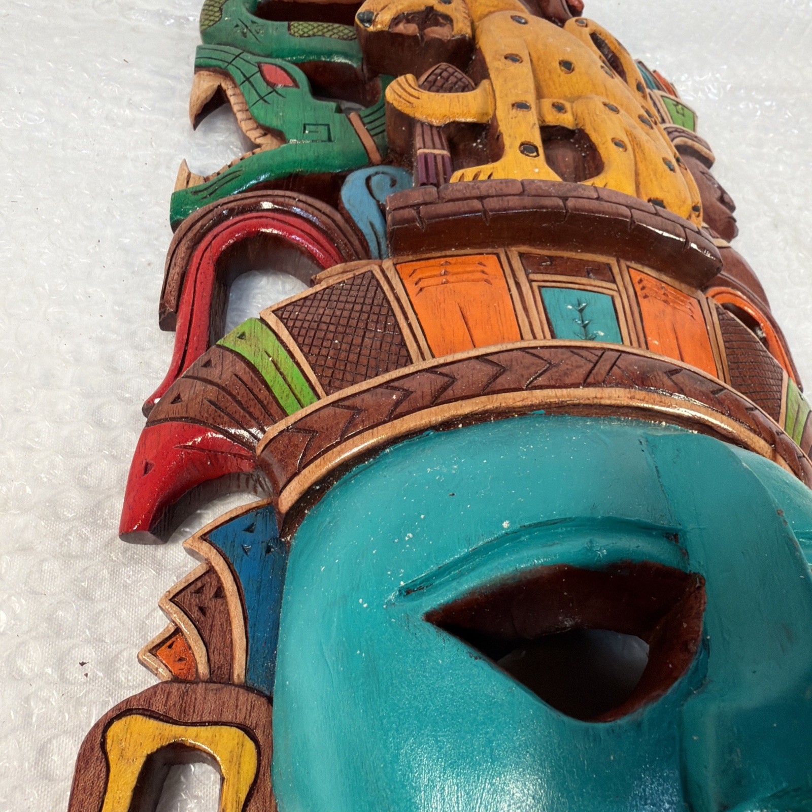 Hand-Carved Wooden Mayan Mask From Mexico
