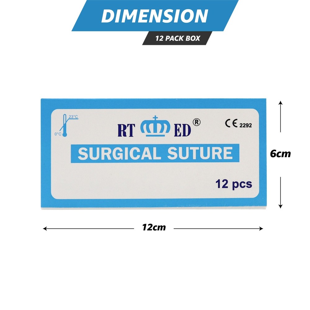 3/0 Silk Suture Practice Thread Kit Sterile Sutures Threads & Needle 12 Pack
