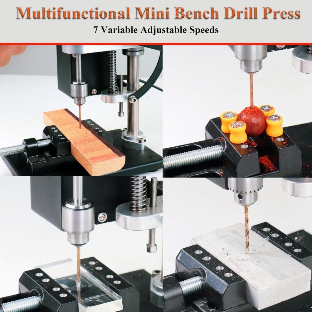 Mini Bench Drill Press Adjustable 7-Speed Mini CNC Table Drilling Machine 120W