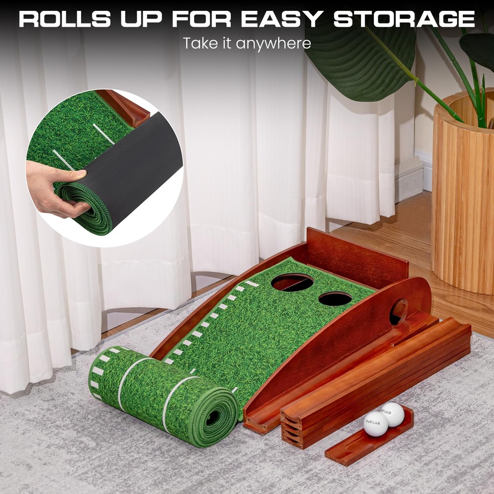Putting Green Indoor with Automatic Ball Return – Golf Putting Mat with Putte...