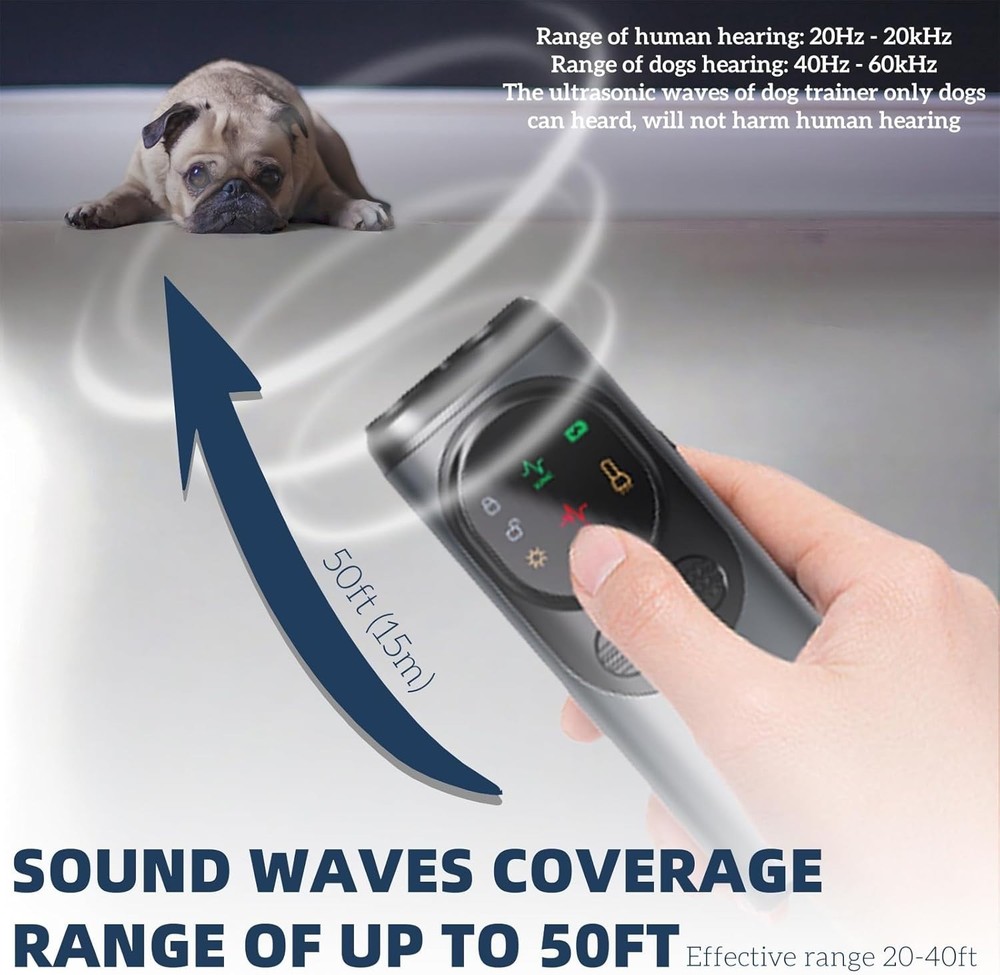 Compact Ultrasonic Bark Control Device for Dogs | Long Range & Safe Design
