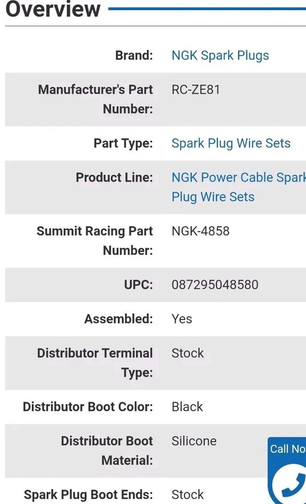 NGK Power Cable Spark Plug Wire Sets RC-ZE81