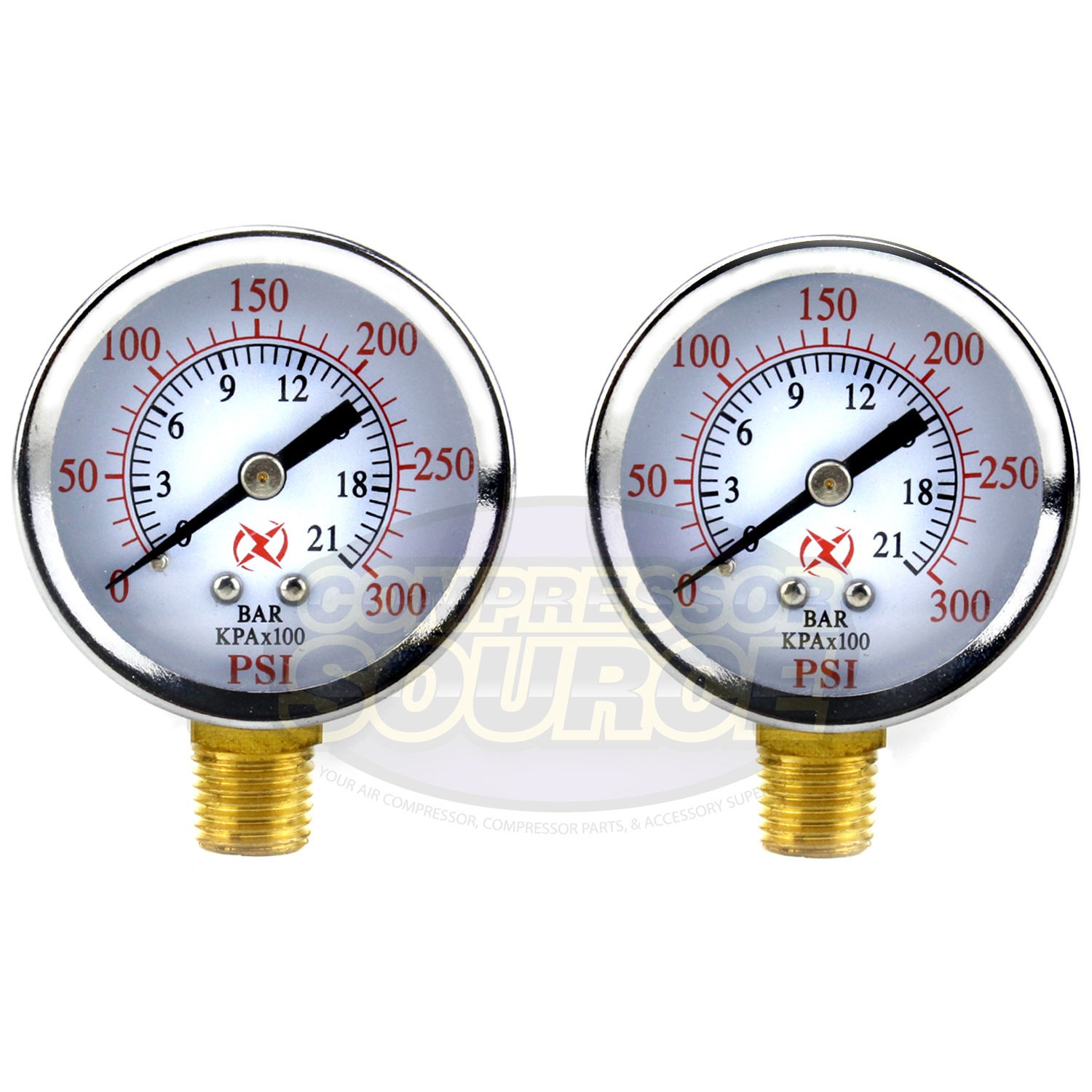 2 Air Compressor Pressure Hydraulic Gauge 2" Face side Mount 1/4" NPT 0-300 PSI
