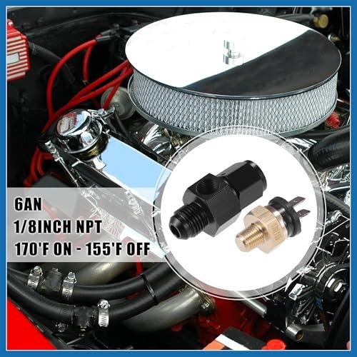 1 Set Auto Engine Temperature Cooling Fan Switch Fitting Adapter 6AN 170'F On